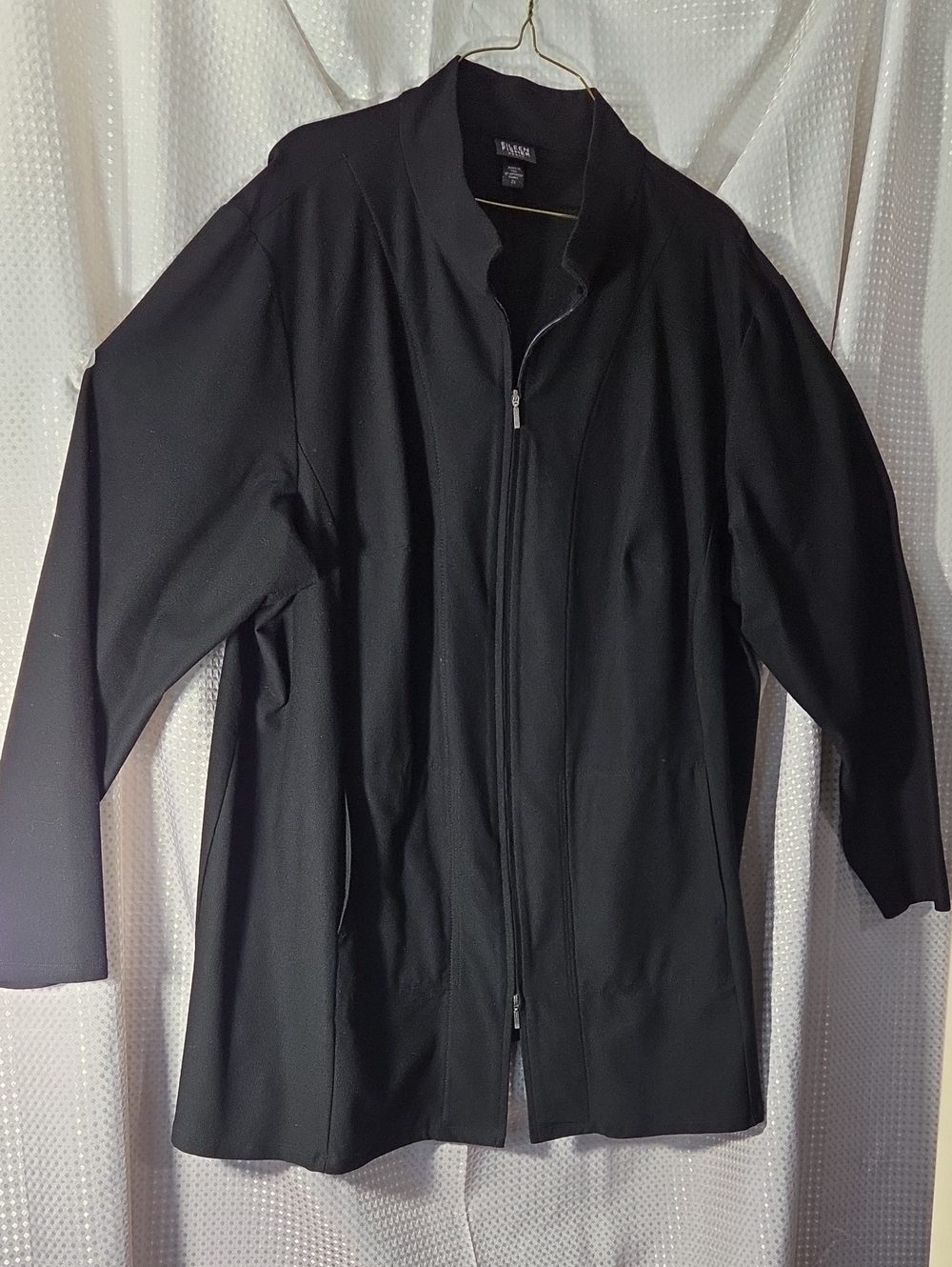 Eileen Fisher Black Long Zip Jacket